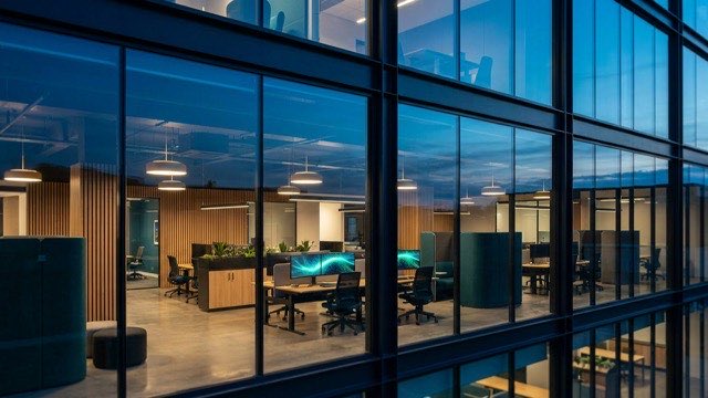 UK commercial technology and EdTech innovation hub at twilight
